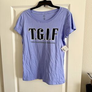THIS GRANDMOTHER IS FABULOUS T SHIRT T.G.I.F. Sz L XL Lavender Black Cotton Slim